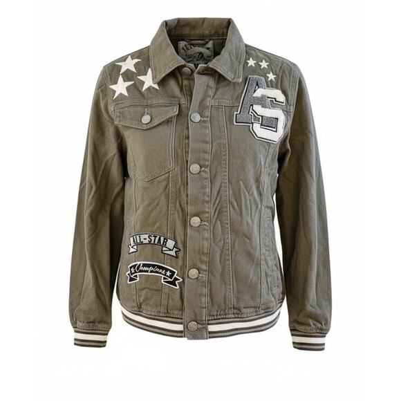TRESTLES SUPPLY CO Denim Jacket Green All-Star Champions SZ L RARE - Picture 1 of 7